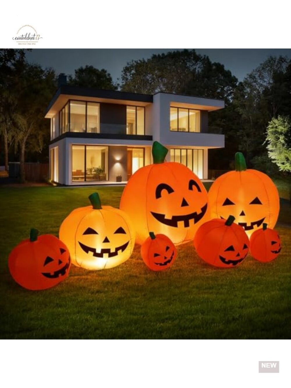 8FT Halloween Inflatable Pumpkin Patch LED Yard Decoration Outdoor Party